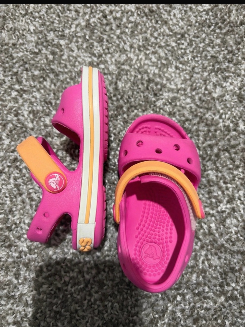 CROCS Kids' Hot Pink Clog Sandals with Orange Accent Strap